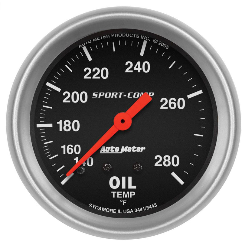 Autometer Sport-Comp 2-5/8in Oil Temp Gauge 140-280F
