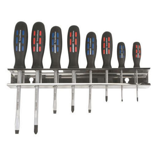Kincrome Screwdriver Set With Wall Bracket 8Pc 32060