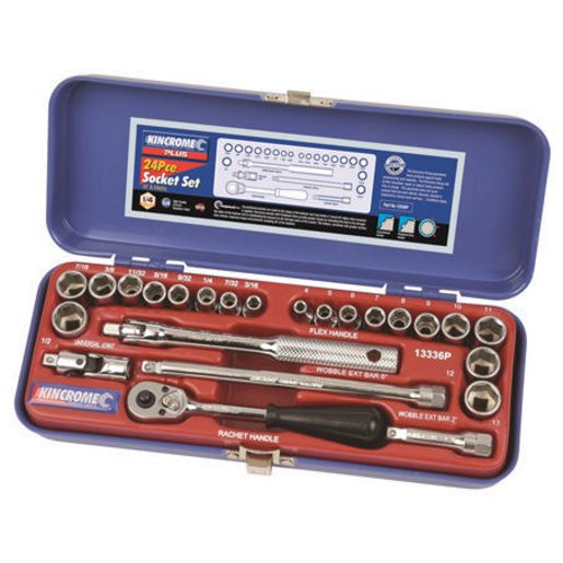 Kincrome Socket Set 24Pc 1/4In Drive Metric / Af 13336P