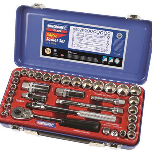 Kincrome Socket Set 34Pc 3/8In Drive Metric / Af 13539P