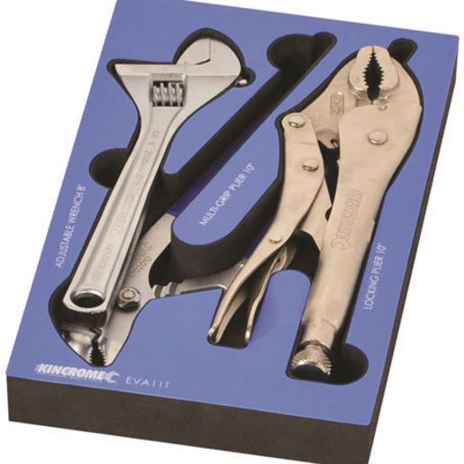 Kincrome Pliers And Adjustable Wrench Set With Eva Tray