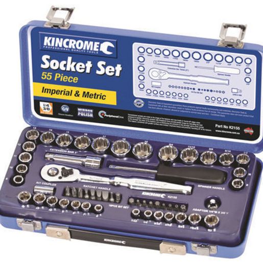 Kincrome Socket Set 55Pc 1/4In & 3/8In Drive K2155