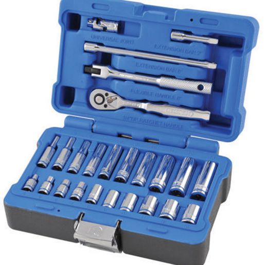 Kincrome Deep & Standard Socket Set 25Pc 1/4In Drive K2158