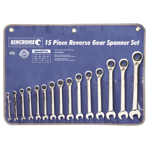 Kincrome Reverse Gear Combination Spanner Set 15Pc