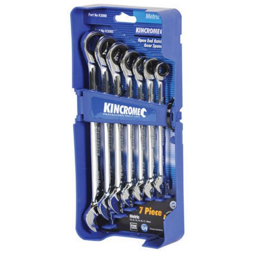 Kincrome Open End Ratchet Gear Spanner Set 7Pc Metric