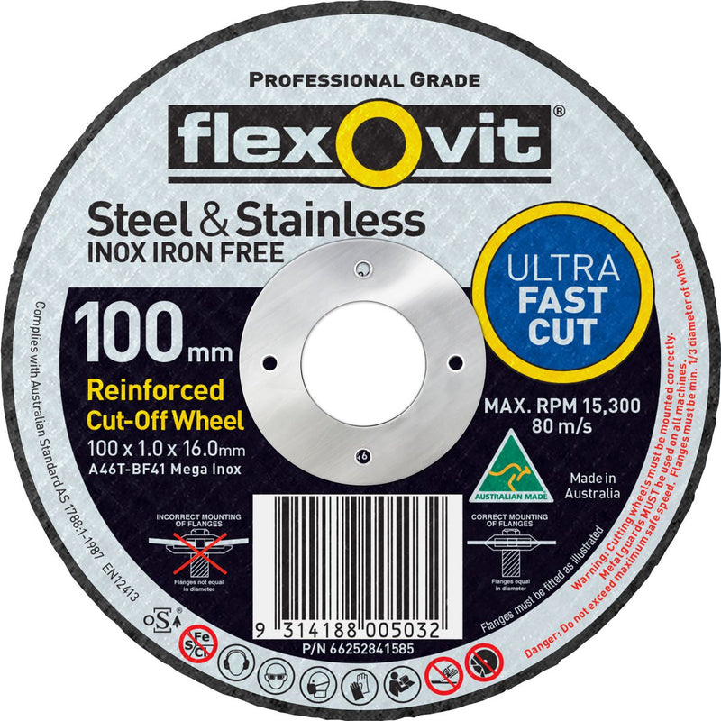 Flexovit Mega Inox Ultra Thin Reinforced Cut Off Wheel