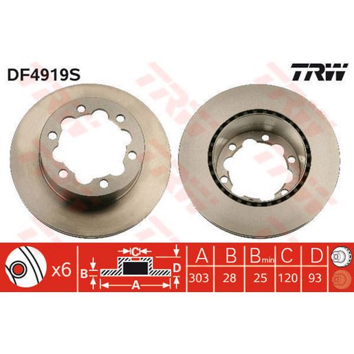 TRW Disc Brake Rotor DF4919S