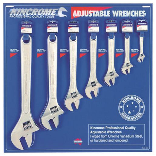 Kincrome Adjustable Wrench Merchandiser Board 14Pc 19021B
