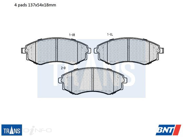 TRANS Brake Pads Transmission Front Hyundai Son 89 Onwards - DB1167TR