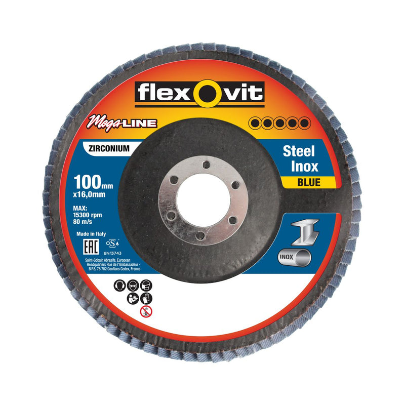 Flexovit Zirconia Flap Disc 40G 102x16mm 63642582376