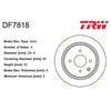 TRW Disc Brake Rotor 291mm DF7818S