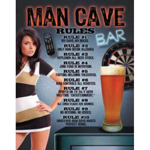 Naparts Metal Sign Man Cave Rules 1713
