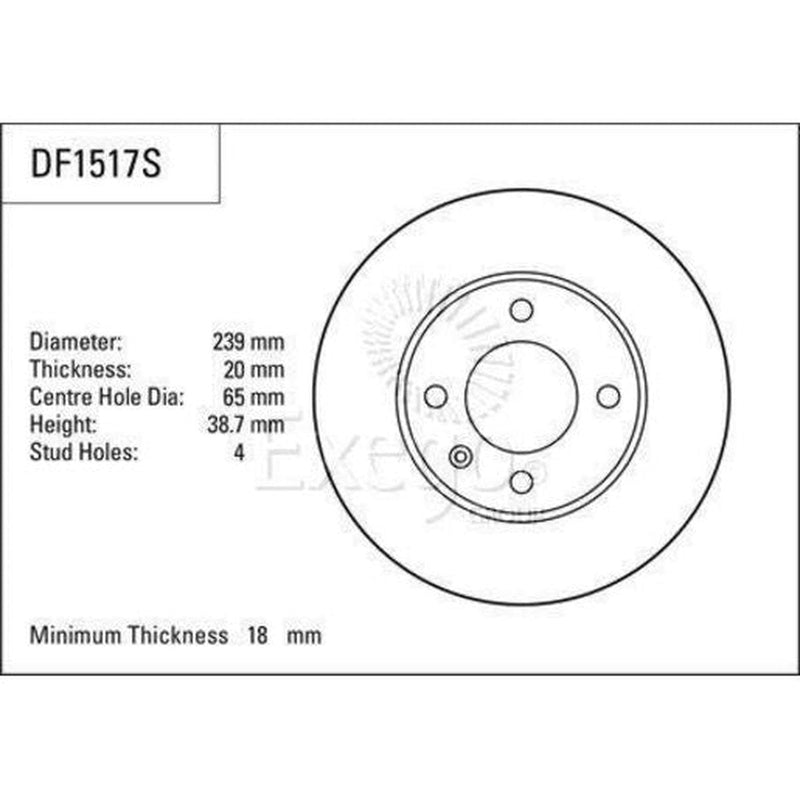 TRW Brake Rotor Pair 239mm Front DF1517S