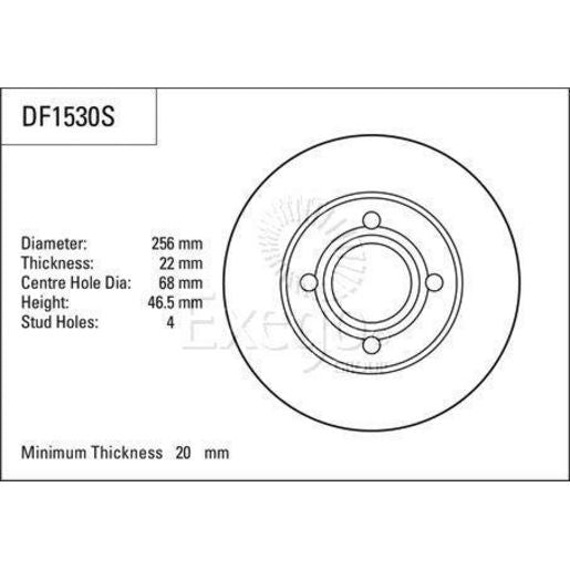 TRW Brake Rotor Pair 256mm Front DF1530S