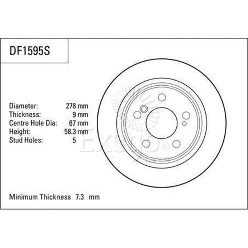 TRW Brake Rotor Pair 278mm Rear DF1595S