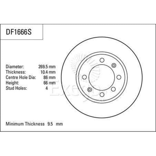 TRW Brake Rotor Pair 269mm Rear DF1666S