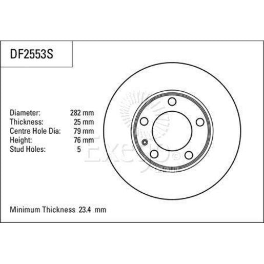 TRW Brake Rotor Single 282mm Front DF2553S