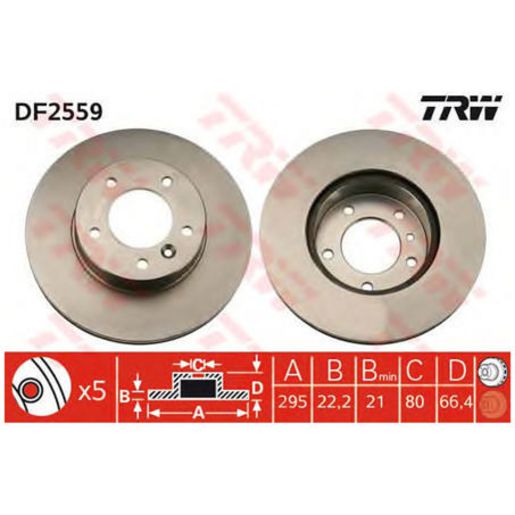 TRW Disc Brake Rotor 295Mm DF2559S