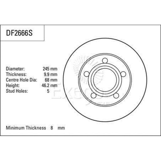 TRW Brake Rotor Pair 245mm Rear DF2666S