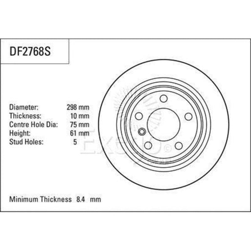 TRW Brake Rotor Pair 298mm Rear DF2768S