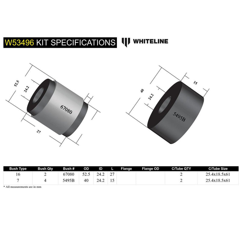 Whiteline W53496 Control Arm Lower Inner Rear Bushing