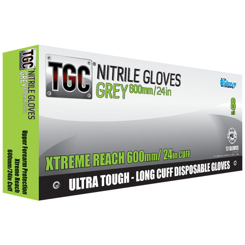 The Glove Company TGC Gloves Grey Nitrile 600mm M 12Pk