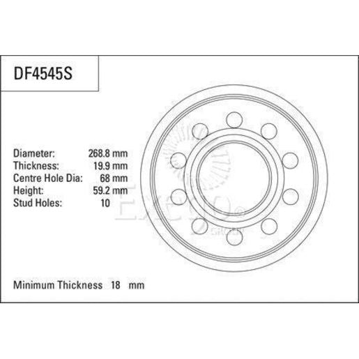 TRW Disc Brake Rotor 269Mm DF4545S