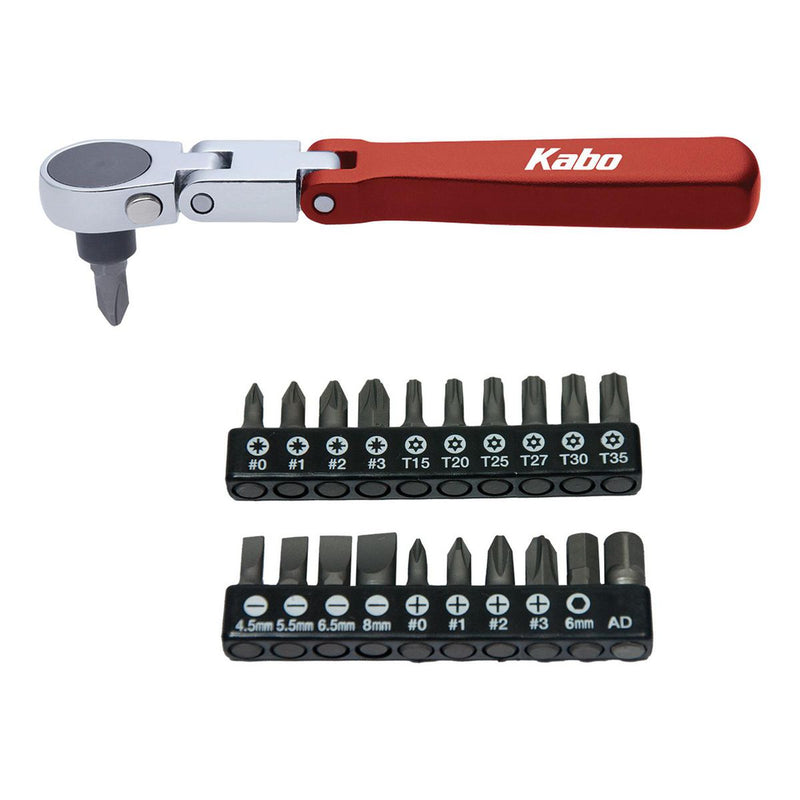 Kabo Aluminium Ratchet Bit Driver W/Bit Holder 20 Bits