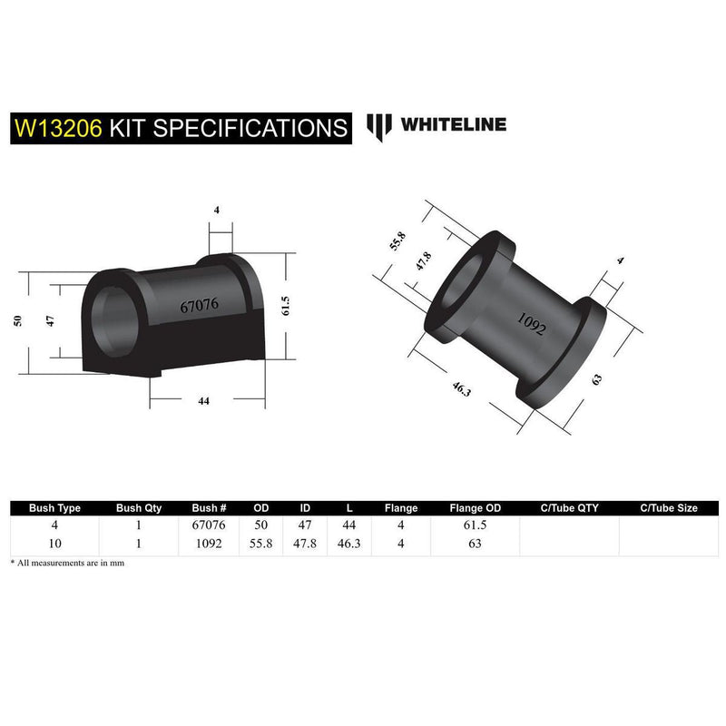 Whiteline W13206 Steering Rack And Pinion Mount Bushing