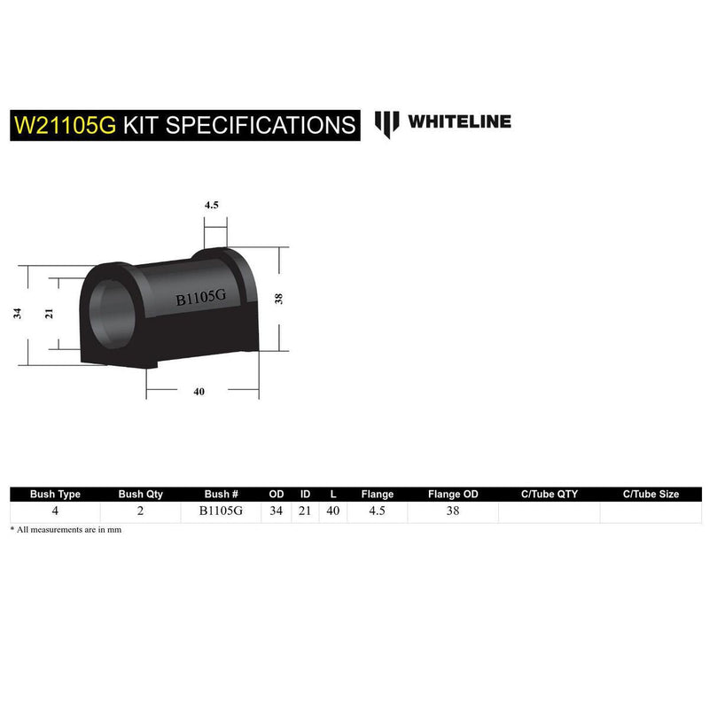 Whiteline W21105G Sway Bar Mount Bushing