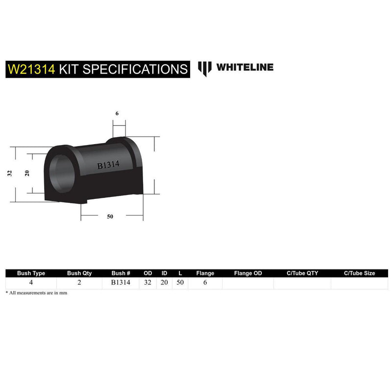 Whiteline W21314 Sway Bar Mount Bushing