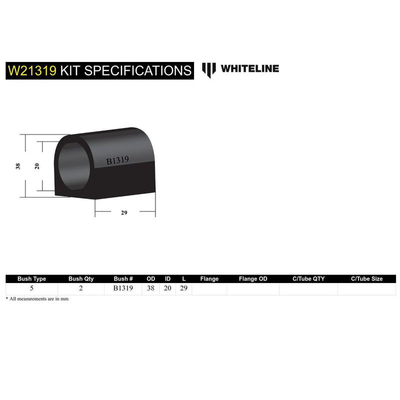 Whiteline W21319 Sway Bar Mount Bushing