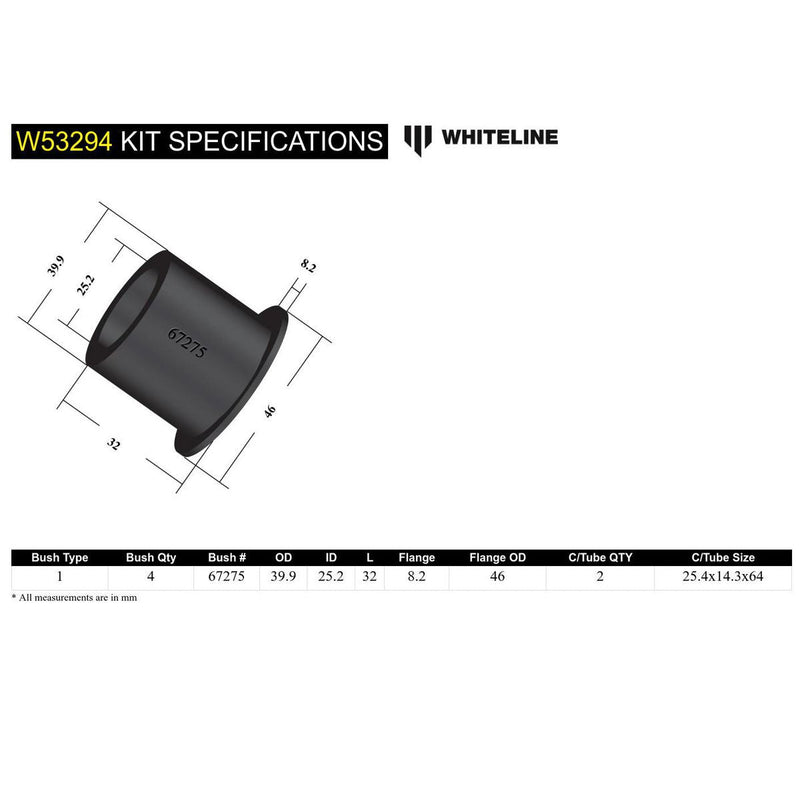 Whiteline W53294 Control Arm Lower Inner Front Bushing