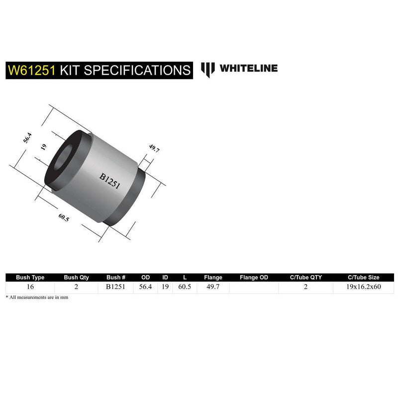 Whiteline W61251 Trailing Arm Lower Front Bushing