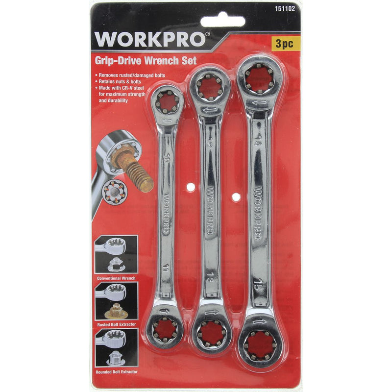 Workpro 3 Pc Grip Drive Spanner Set 151102