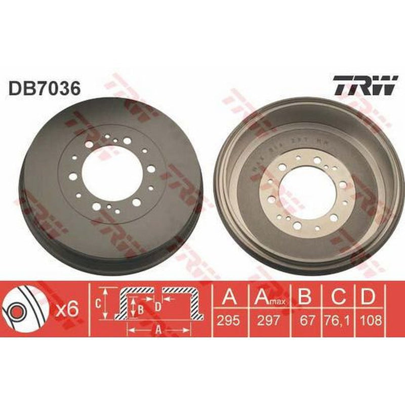 TRW Drum Brake Pair 344.5mm DB7036