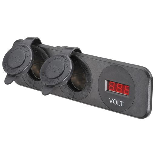 Narva HD Twin Surface Mount Socket Accessory/Volt Meter