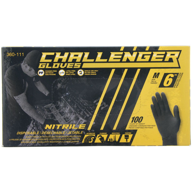 Challenger Nitrile Gloves Black 100Pk Medium NSE360-111