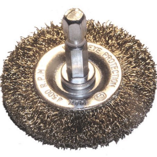 Josco 50mm Spindle-Mounted Crimped Wheel Brush BCW50