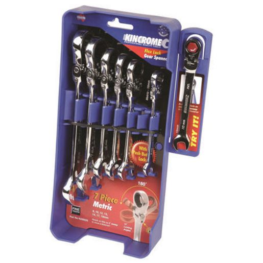 Kincrome Flexible Head Locking Gear Spanner Set 7Pc -