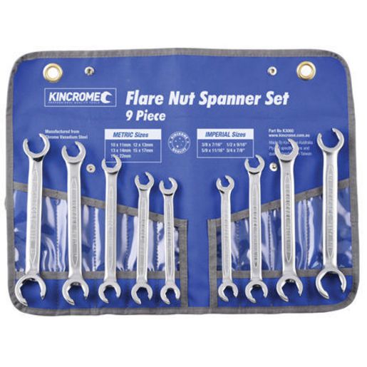Kincrome Flare Nut Spanner Set 9Pc Metric / Imperial K3060