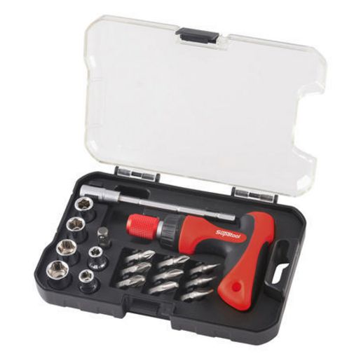 Supatool T-Handle Ratchet & Bit Set - 18Pc S5004