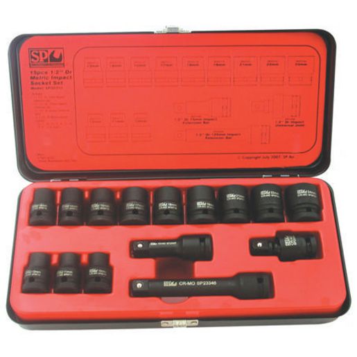 SP Tools Socket Set Impact 1/2Dr 6PT 15Pc Metric