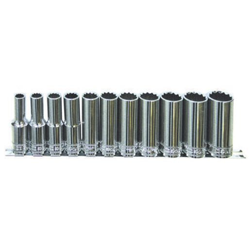SP Tools Socket Rail 1/2"Dr Deep 12PT 11Pc SAE
