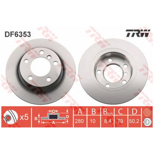 TRW Disc Brake Rotor 280mm DF6353S
