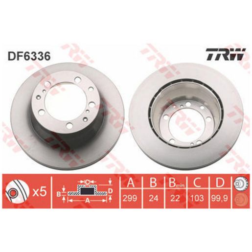 TRW Disc Brake Rotor 299Mm DF6336S