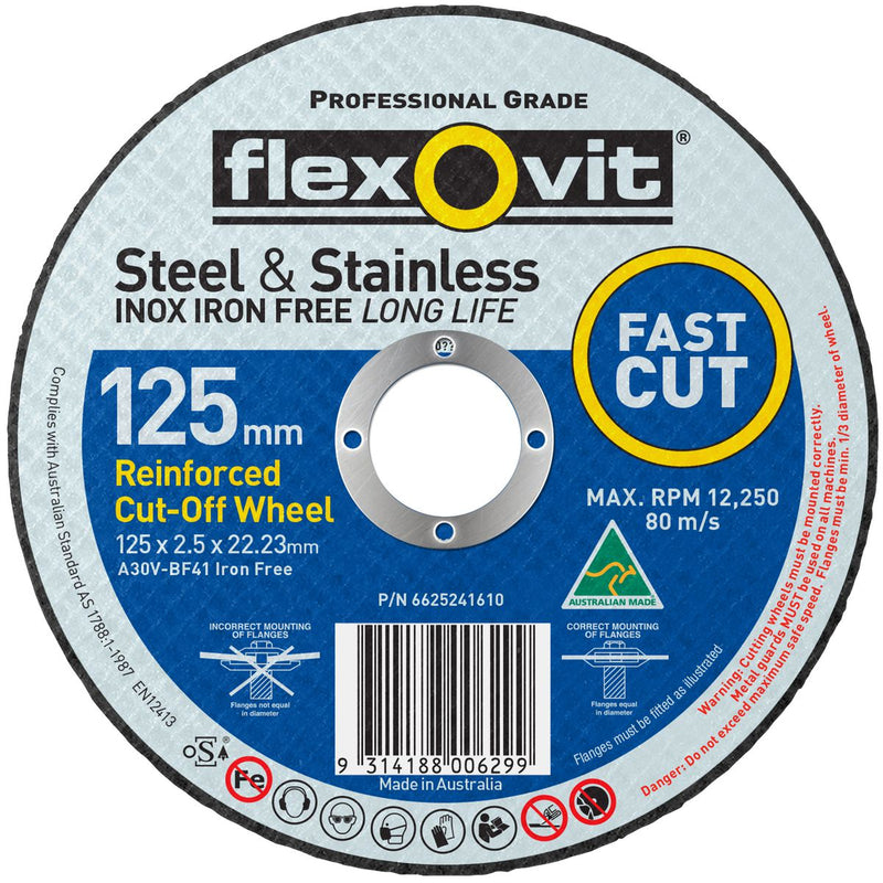Flexovit Cutting Off Disc S/S 125x2.5x22.2mm 66252841610