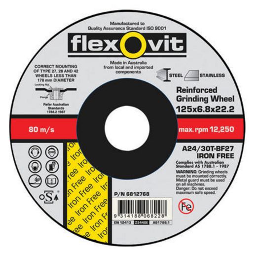 Flexovit 125 X 6.8 X 22mm Grinding Wheel 66252841744
