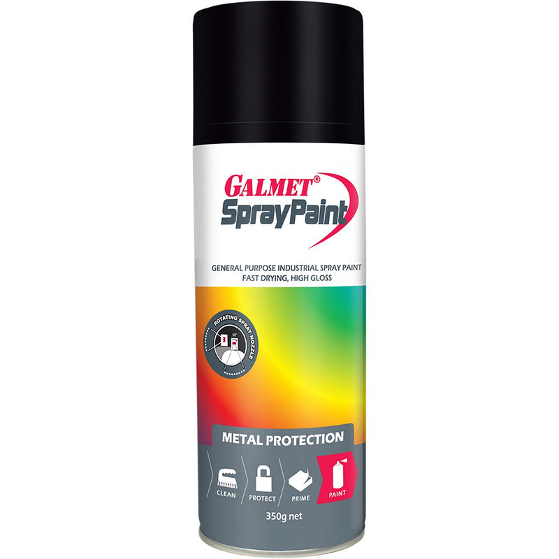 Galmet Fast Dry Enamel Spray Paint Black High-Gloss 350g
