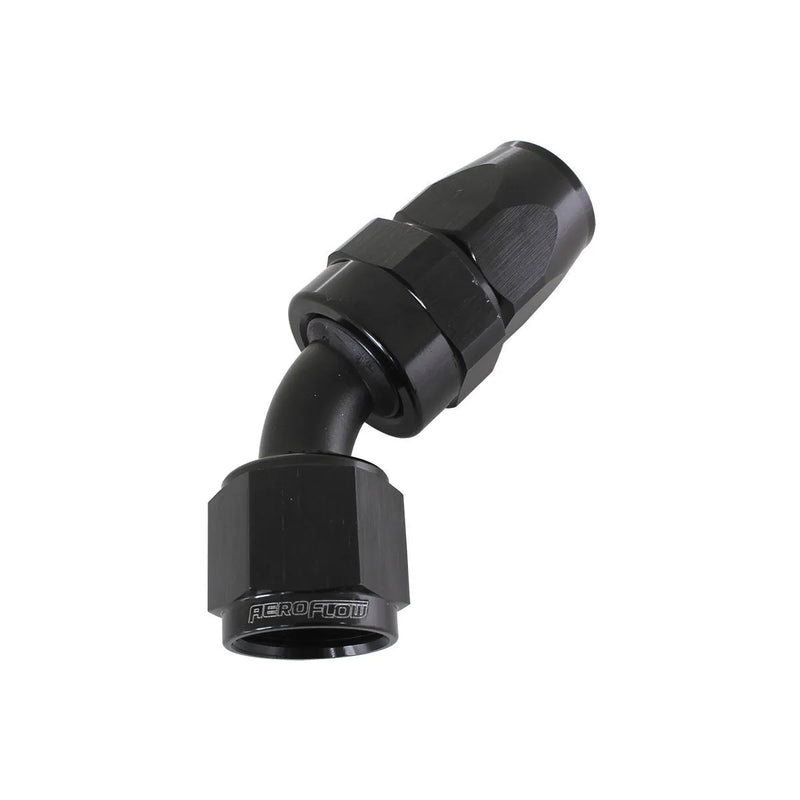 Aeroflow 200 Series PTFE 45 Deg Alloy Hose End -6AN - Black
